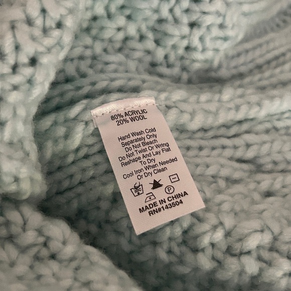 Marie Oliver Blue Mock Turtleneck Eris Cable-knit Sweater Medium - Picture 9 of 10